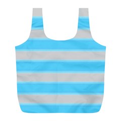 Bold Stripes Turquoise Pattern Full Print Recycle Bag (l) by BrightVibesDesign