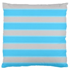 Bold Stripes Turquoise Pattern Large Flano Cushion Case (two Sides) by BrightVibesDesign