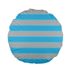 Bold Stripes Turquoise Pattern Standard 15  Premium Flano Round Cushions by BrightVibesDesign