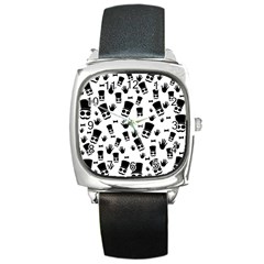 Gentleman Pattern Square Metal Watch by Valentinaart