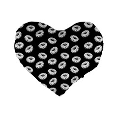 Donuts Pattern Standard 16  Premium Flano Heart Shape Cushions by Valentinaart