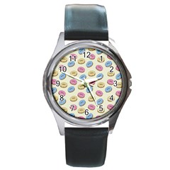 Donuts Pattern Round Metal Watch by Valentinaart