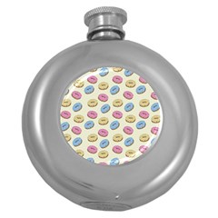 Donuts Pattern Round Hip Flask (5 Oz) by Valentinaart