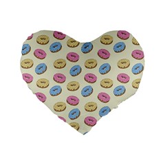 Donuts Pattern Standard 16  Premium Flano Heart Shape Cushions by Valentinaart