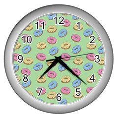 Donuts pattern Wall Clock (Silver)