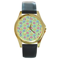 Donuts pattern Round Gold Metal Watch