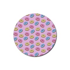 Donuts pattern Rubber Round Coaster (4 pack) 