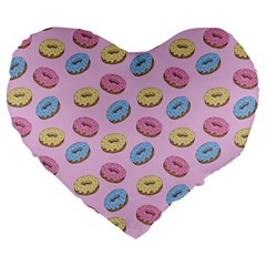 Donuts pattern Large 19  Premium Heart Shape Cushions