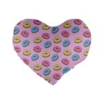 Donuts pattern Standard 16  Premium Flano Heart Shape Cushions Front