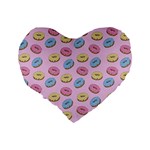 Donuts pattern Standard 16  Premium Flano Heart Shape Cushions Back