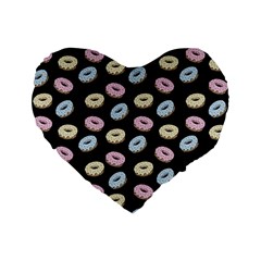 Donuts Pattern Standard 16  Premium Flano Heart Shape Cushions by Valentinaart