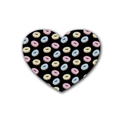 Donuts Pattern Rubber Coaster (heart)  by Valentinaart