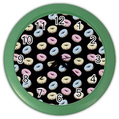 Donuts Pattern Color Wall Clock by Valentinaart