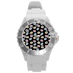 Donuts Pattern Round Plastic Sport Watch (l) by Valentinaart