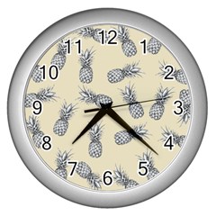 Pineapple Pattern Wall Clock (silver) by Valentinaart