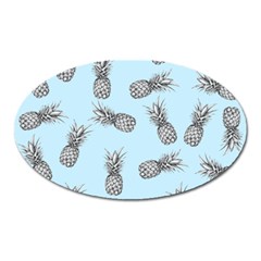 Pineapple Pattern Oval Magnet by Valentinaart