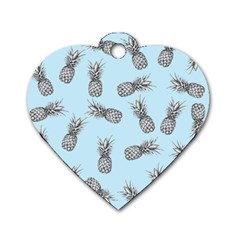 Pineapple Pattern Dog Tag Heart (one Side) by Valentinaart