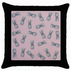 Pineapple Pattern Throw Pillow Case (black) by Valentinaart