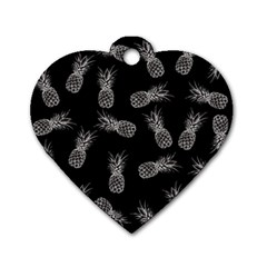 Pineapple Pattern Dog Tag Heart (two Sides)