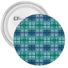 Mod Blue Green Square Pattern 3  Buttons by BrightVibesDesign