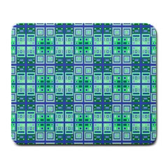 Mod Blue Green Square Pattern Large Mousepads by BrightVibesDesign