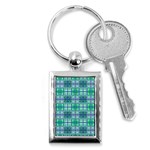 Mod Blue Green Square Pattern Key Chains (Rectangle)  Front