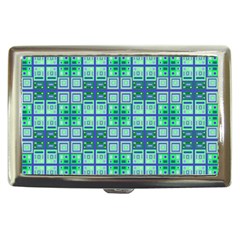 Mod Blue Green Square Pattern Cigarette Money Case