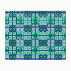 Mod Blue Green Square Pattern Small Glasses Cloth