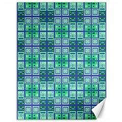 Mod Blue Green Square Pattern Canvas 36  X 48 