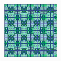 Mod Blue Green Square Pattern Medium Glasses Cloth