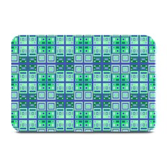 Mod Blue Green Square Pattern Plate Mats by BrightVibesDesign