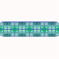 Mod Blue Green Square Pattern Large Bar Mats by BrightVibesDesign