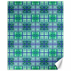 Mod Blue Green Square Pattern Canvas 11  X 14  by BrightVibesDesign