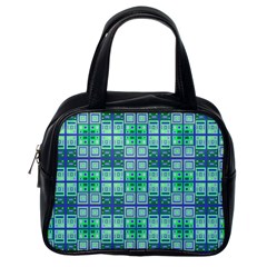 Mod Blue Green Square Pattern Classic Handbag (one Side)