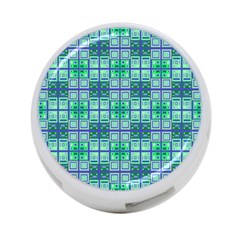 Mod Blue Green Square Pattern 4-port Usb Hub (two Sides) by BrightVibesDesign