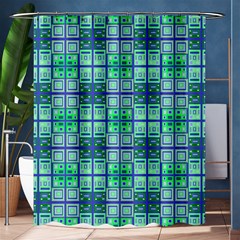 Mod Blue Green Square Pattern Shower Curtain 60  X 72  (medium)  by BrightVibesDesign