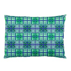 Mod Blue Green Square Pattern Pillow Case (two Sides)