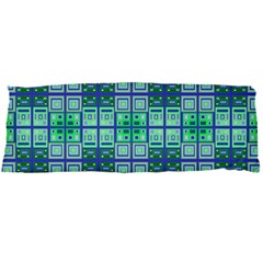 Mod Blue Green Square Pattern Body Pillow Case Dakimakura (two Sides) by BrightVibesDesign