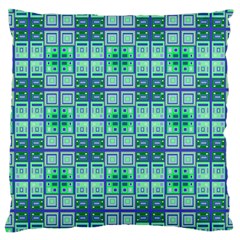 Mod Blue Green Square Pattern Large Cushion Case (two Sides)