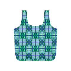 Mod Blue Green Square Pattern Full Print Recycle Bag (s)