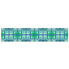 Mod Blue Green Square Pattern Small Flano Scarf