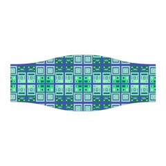 Mod Blue Green Square Pattern Stretchable Headband by BrightVibesDesign