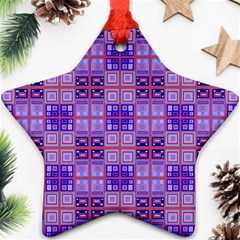 Mod Purple Pink Orange Squares Pattern Ornament (star)