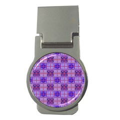 Mod Purple Pink Orange Squares Pattern Money Clips (round)  by BrightVibesDesign