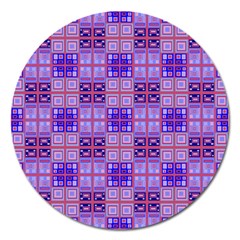 Mod Purple Pink Orange Squares Pattern Magnet 5  (round) by BrightVibesDesign