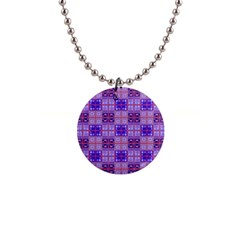 Mod Purple Pink Orange Squares Pattern Button Necklaces