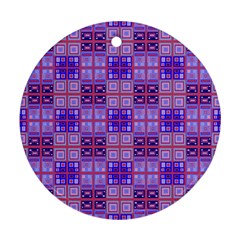 Mod Purple Pink Orange Squares Pattern Round Ornament (two Sides) by BrightVibesDesign