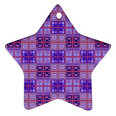 Mod Purple Pink Orange Squares Pattern Star Ornament (two Sides)