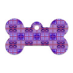 Mod Purple Pink Orange Squares Pattern Dog Tag Bone (one Side) by BrightVibesDesign