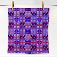 Mod Purple Pink Orange Squares Pattern Face Towel by BrightVibesDesign